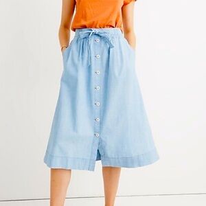 Madewell Tie Palisade Chambray Skirt